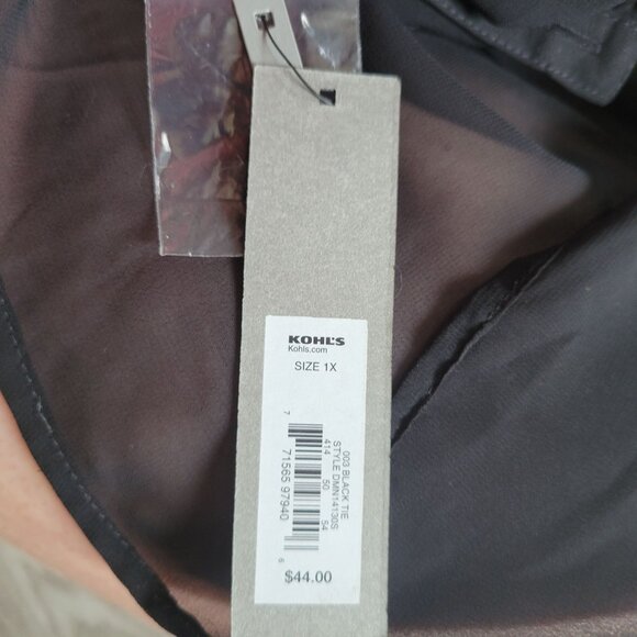 Apt. 9 Womens Black Sheer Blouse & Camisole Set Size 1X Polyester NWT - Picture 3 of 5